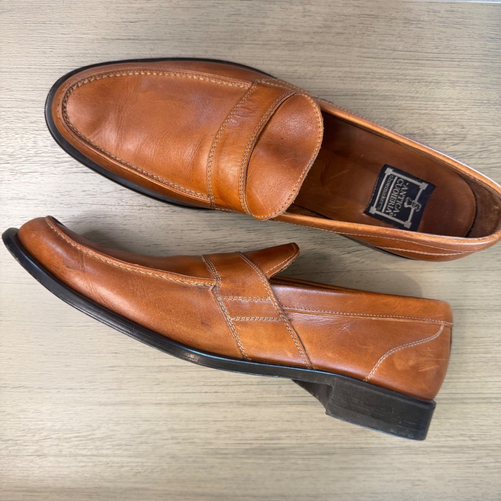 Antica Cuoieria Men 11.5-12 EU 45 Tan Leather Penny Loafers Italy Preppy Classic